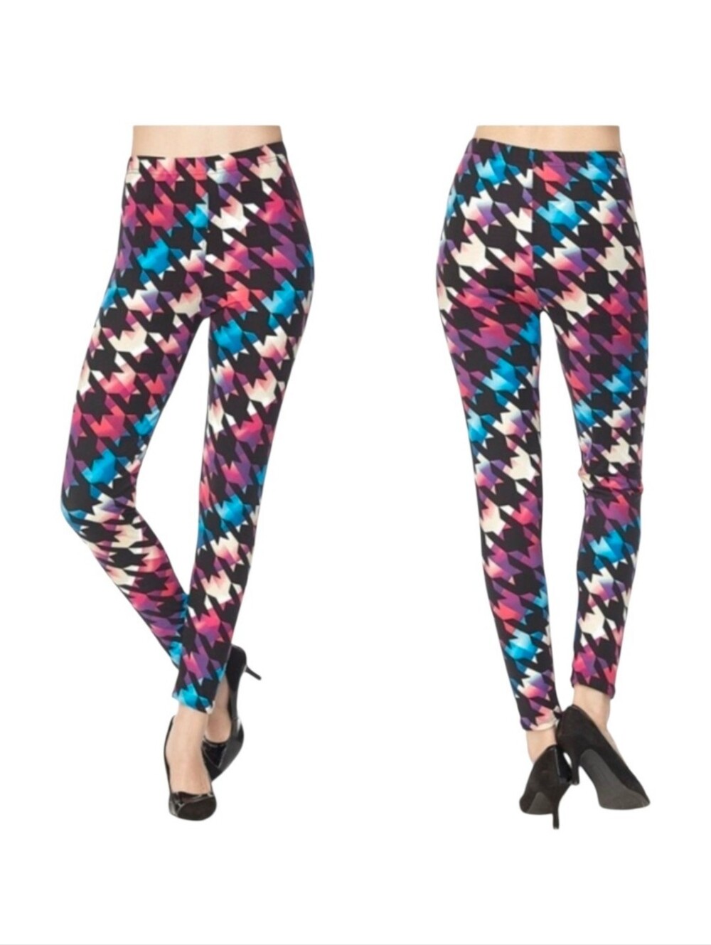 Plus Size Colorful Hounds-Tooth Leggings